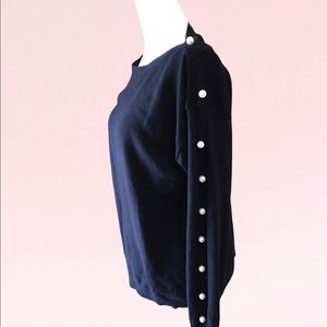 Black Sweater With Pearl Accents Size M (8/10) Signature Collection